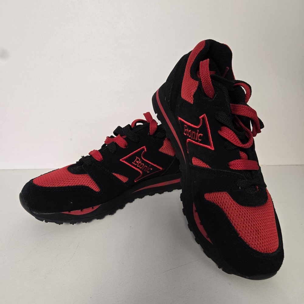 Etonic Trans Am Trainer Women's Size 7 Shoe Sneakers‎ Black Red Suede Leather